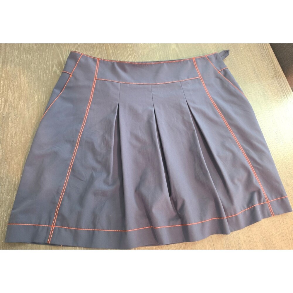 ANNIKA by Cutter & Buck Pleated Golf Skort Gray Orange Contrast Stitch Size 8